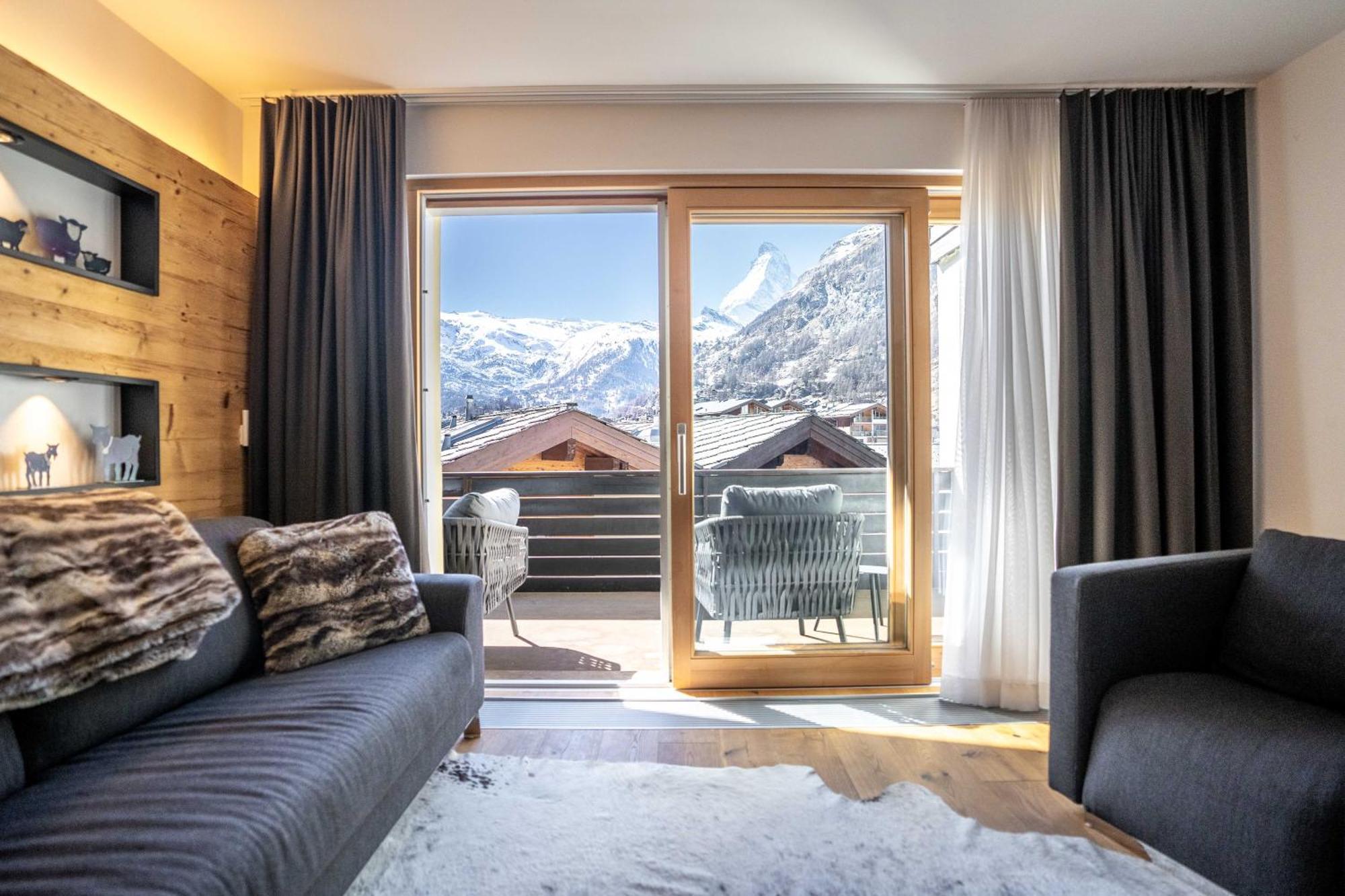 Moderne Wohnung Mit Ausblick Und Viel Sonne Церматт Экстерьер фото